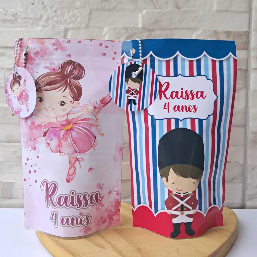 Saquinho personalizado/Lembrancinhas/Festa infantil/Aniversários/Tamanho:12x20/Tema: Soldadinho de chumbo e bailarina