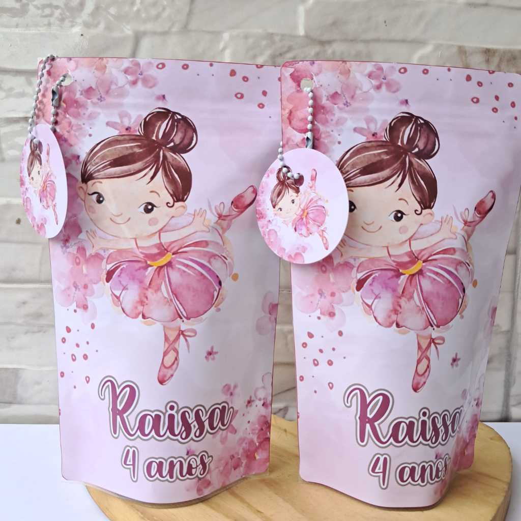 Saquinho personalizado/Lembrancinhas/Festa infantil/Aniversários/Tamanho:12x20/Tema: Bailarina