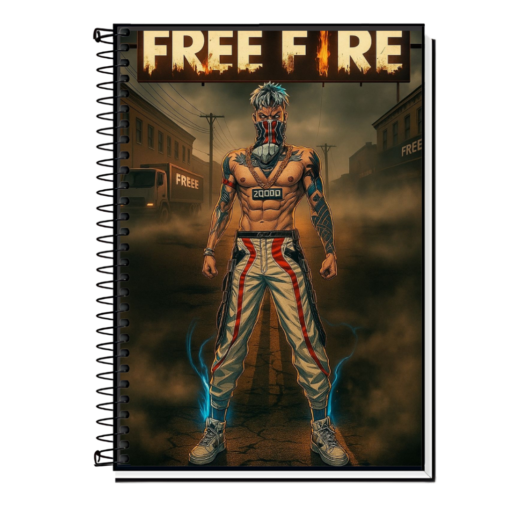 Caderno Escolar Free Fire | Gamer Battle Royale | Capa Dura & Espiral Reforçado | 1, 10, 15 e 20 Matérias | Jogos e Ação