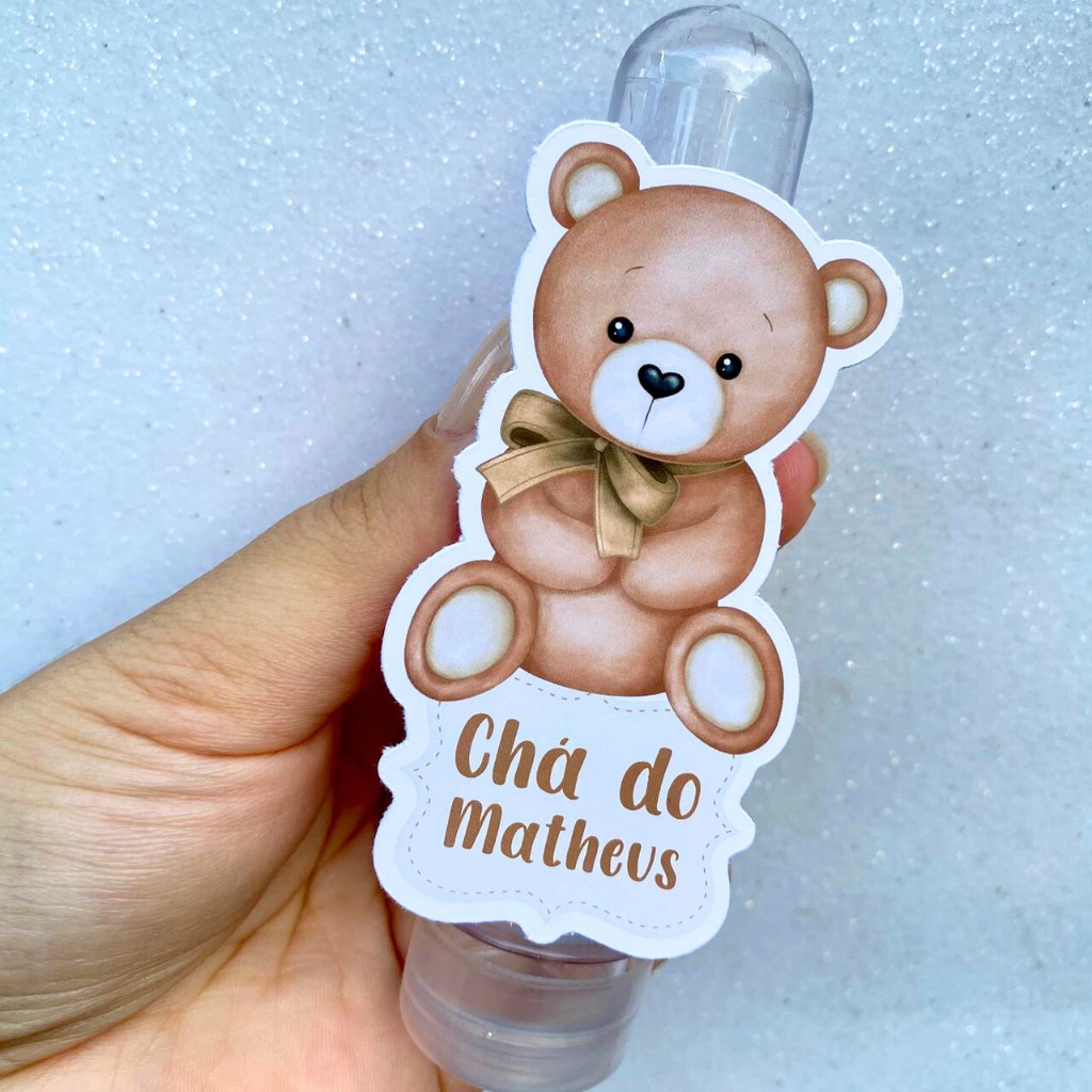 Apliques para Tubete Ursinho Chá Revelação Bebê com Fita Banana | Lembrancinha Festa | Decoração Enfeite