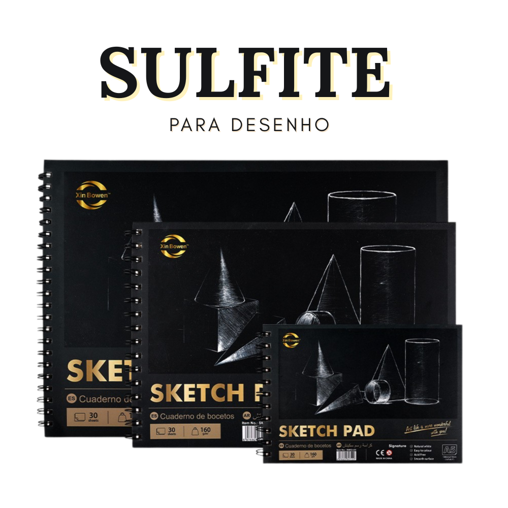 Caderno De Esboços Papel Sulfite Para Desenho A3/A4/A5 Arte Profissional Escola160g Com 30 Folhas