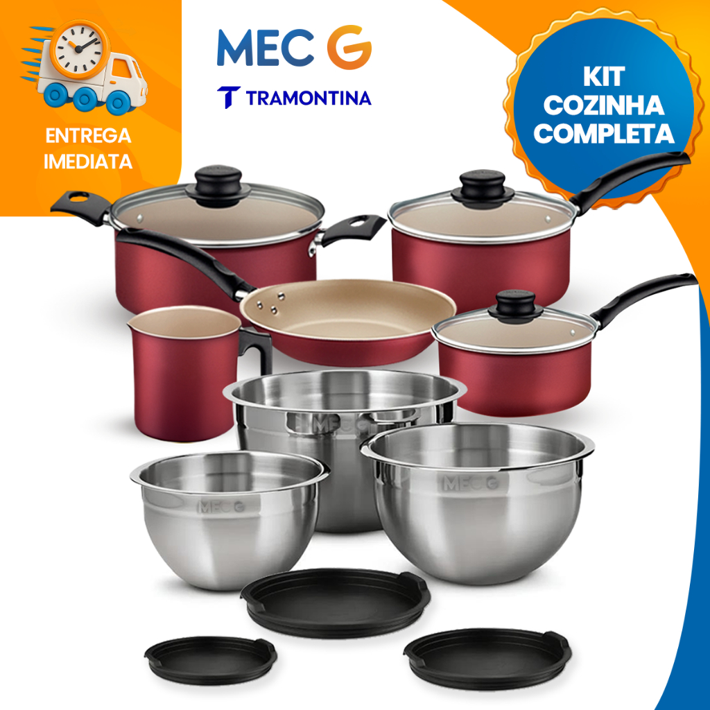 Kit Jogo de Panelas 5 Peças Turim Conjunto de Bowls Mec G Tramontina em Oferta na Shopee