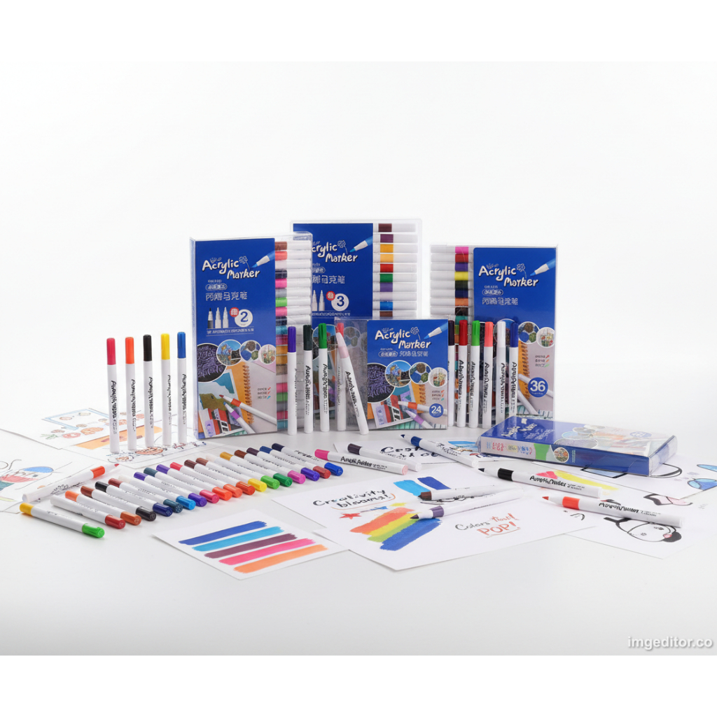 Kit de 12/24/36/48/60/80 Canetas Marcador Acrílico colorida para Arte Criativa Prova da agua