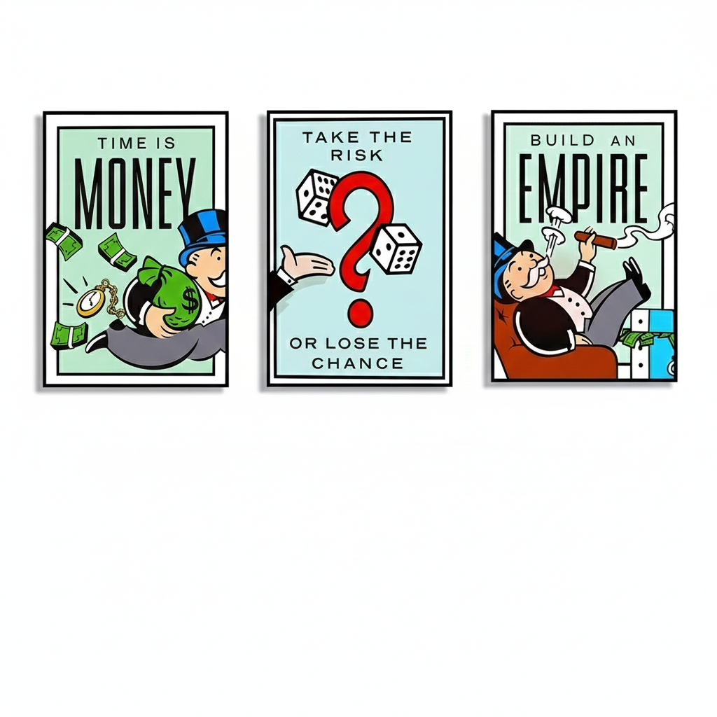 Quadro decorativo Monopoly Millionaire Money (3 peças 40x60)