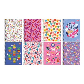 Caderno Feminino 96 Folhas Tilibra tamanho tipo folha A4 Capa Fofa Linda Escolar Universitário D+ Data, Prova, Matéria