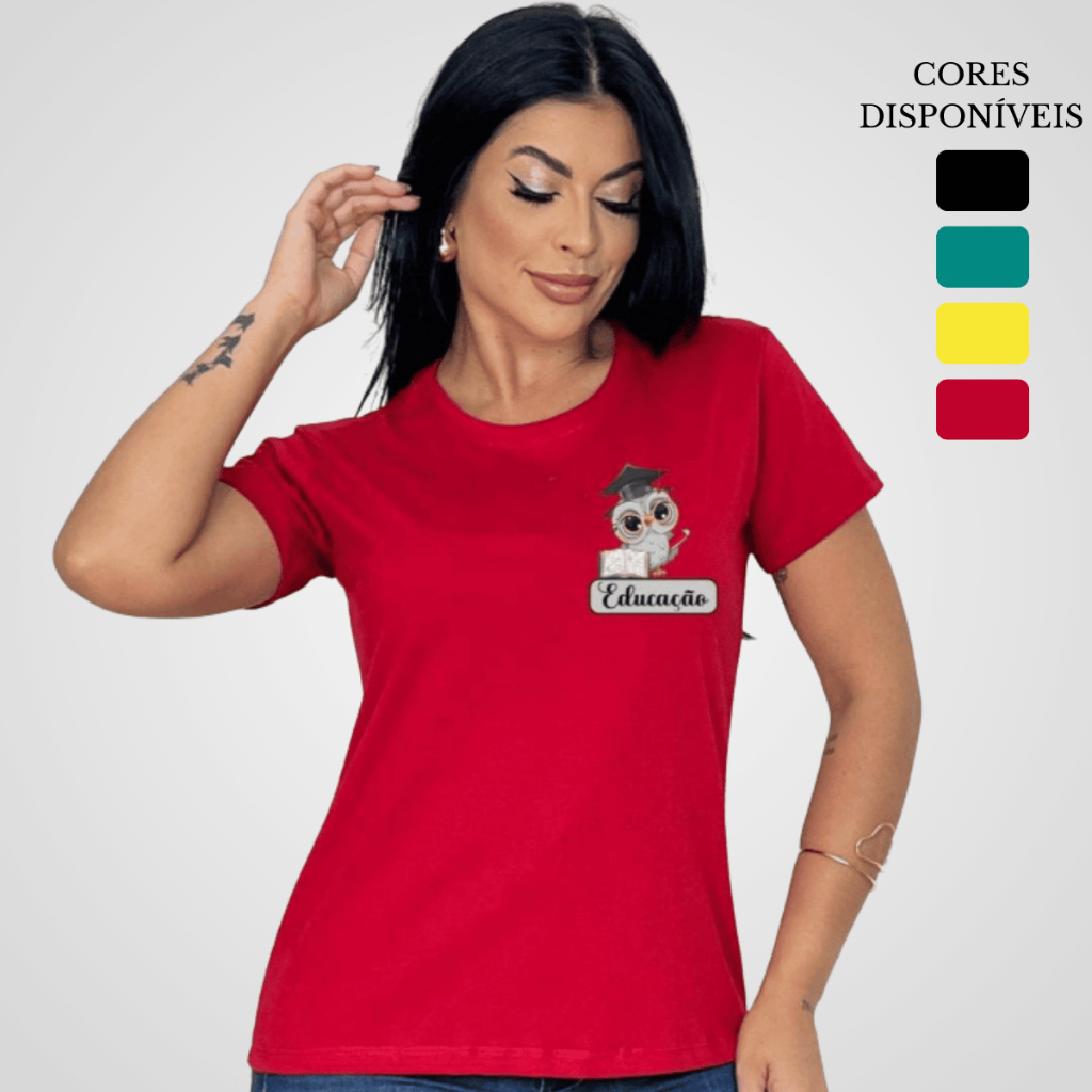 Blusa Feminina Camiseta T shirt Algodão Educação em Oferta na Shopee