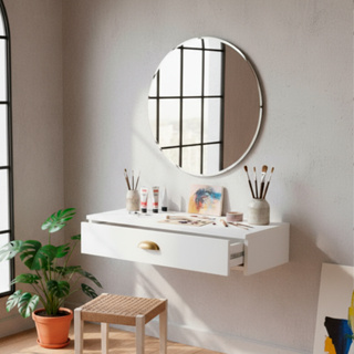 Penteadeira Suspensa com Gaveta Multifuncional Corrediça Organizadora Maquiagens Hall de Entrada Lar em Oferta na Shopee