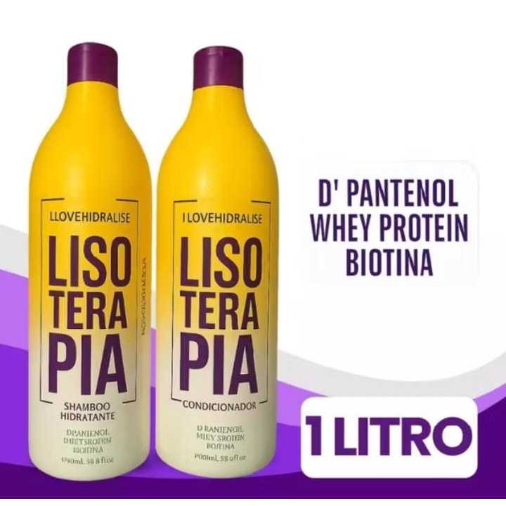 Kit Shampoo e Condicionador 1 Litro - Lisoterapia Hidratação Limpeza Capilar Profunda