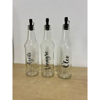 Kit c/3  Galheteiro de Vidro com Bico Dosador – Azeite Óleo Vinagre – Cozinha Moderna – 275ml em Oferta na Shopee