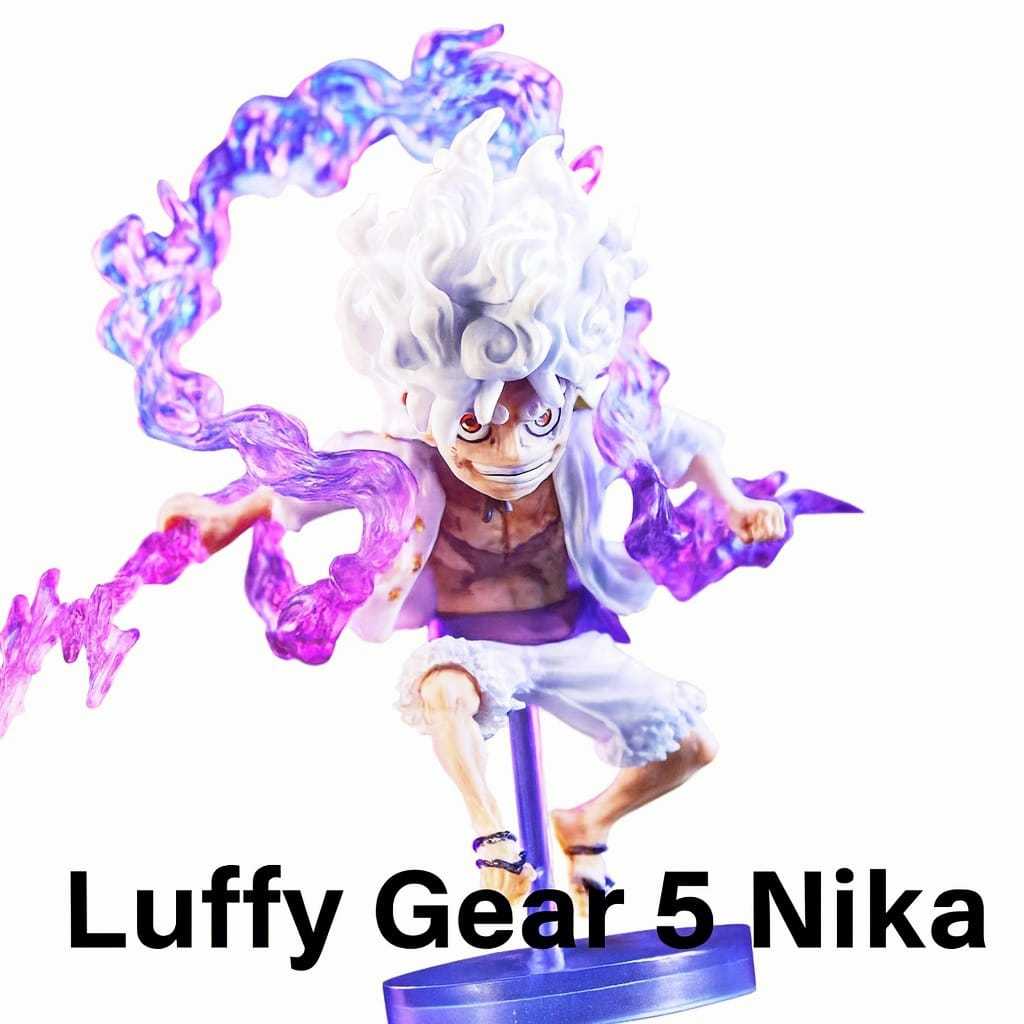 Boneco Luffy Gear 5 Nika One Piece Action Figure Deus do Sol Anime Colecionável 10cm