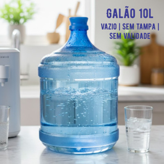 Galão de Água 10 Litros – Novo, Sem Tampa, Produzido em Material Reciclado | Sem água | Bombona Plástica | Garrafão em Oferta na Shopee