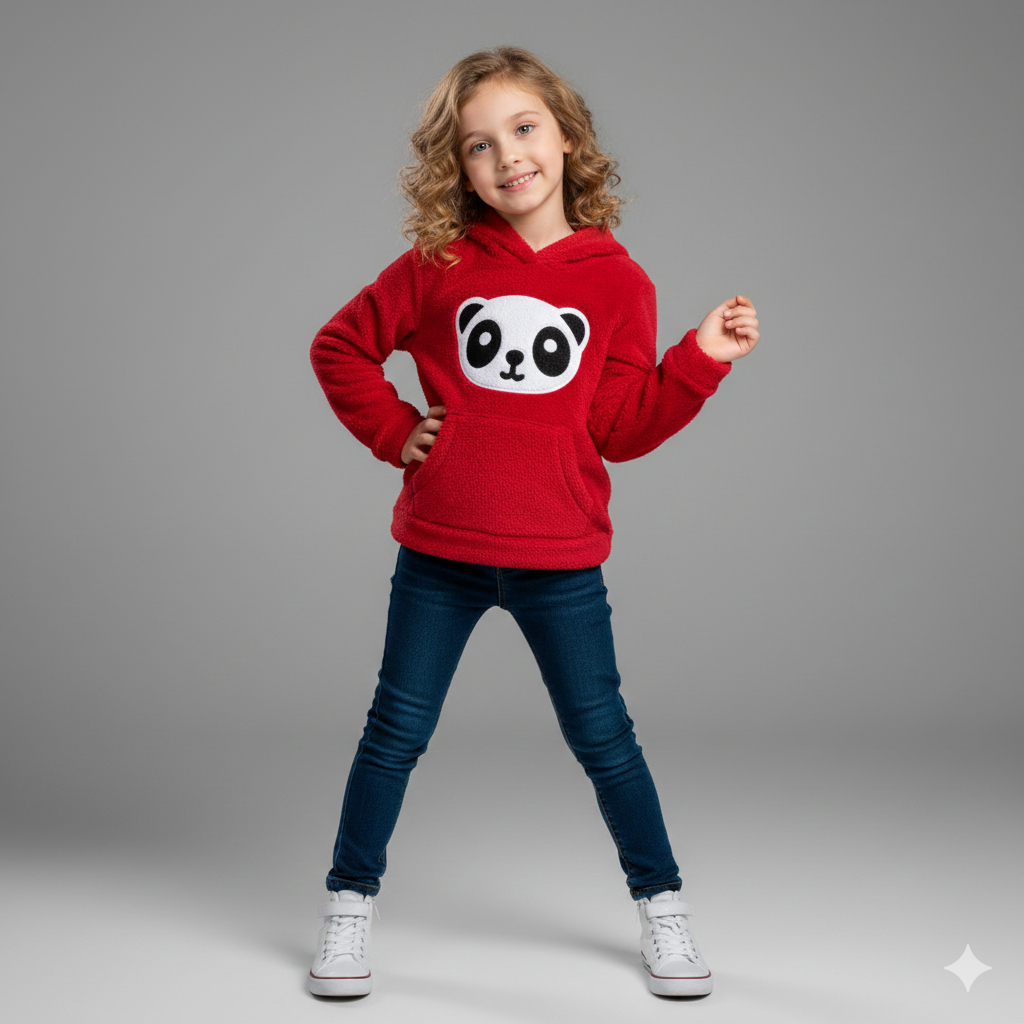 Jaqueta Blusa De Frio Infantil Pelinho Desenho Panda Casaco Menina 2 ao 10  - ENVIO IMEDIATO !!