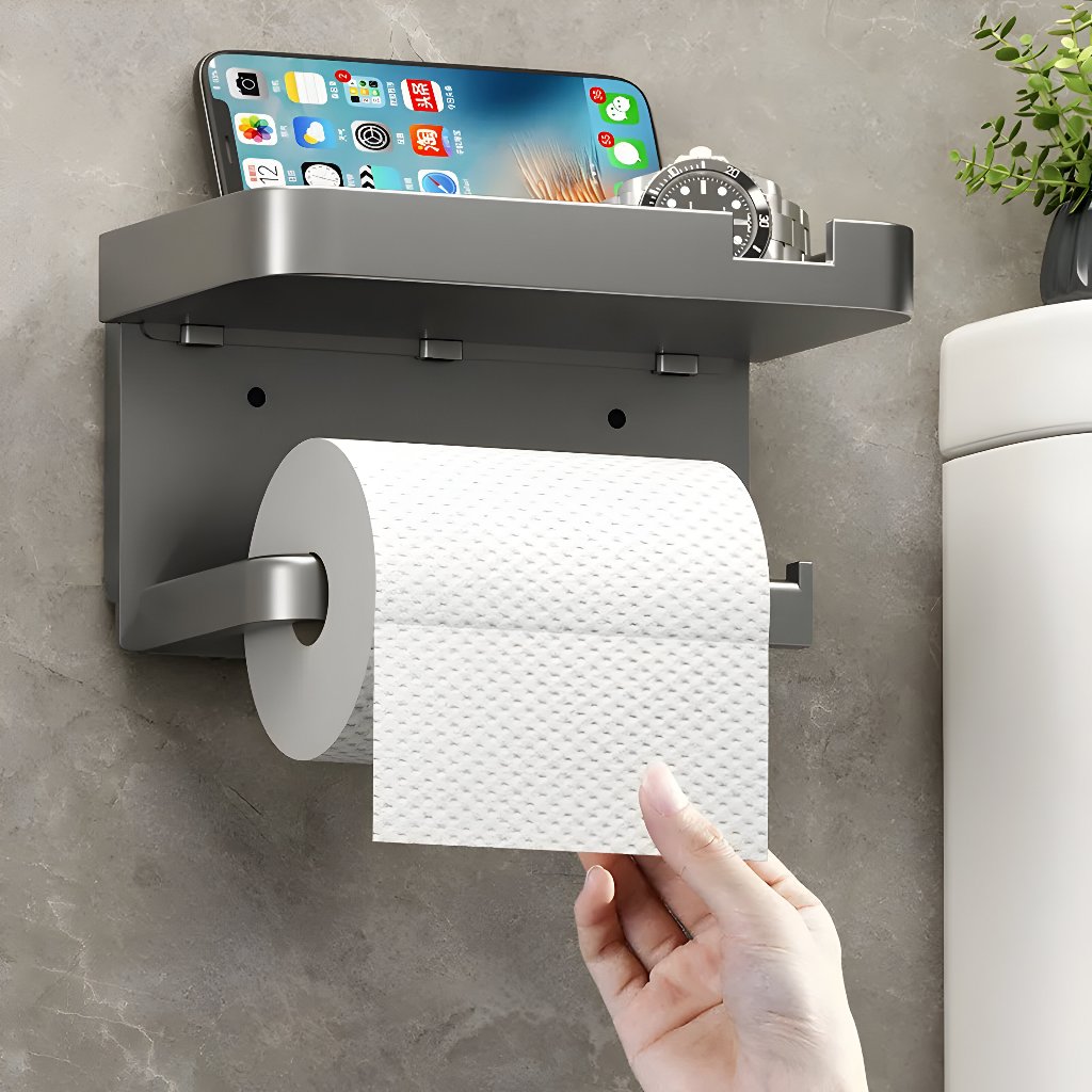 Porta Papel Higiênico Lenço Umedecido Celular Adesivo Parede Preto