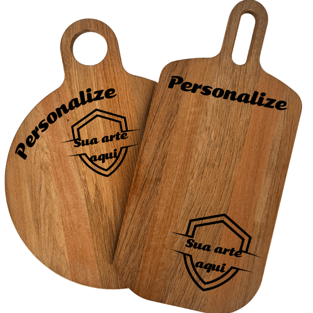 Kit 2 Tábuas Para Churrasco Tramontina Grande Personalizadas Nome Logo Time Em Madeira P/ Carne E Pizza Tramontina