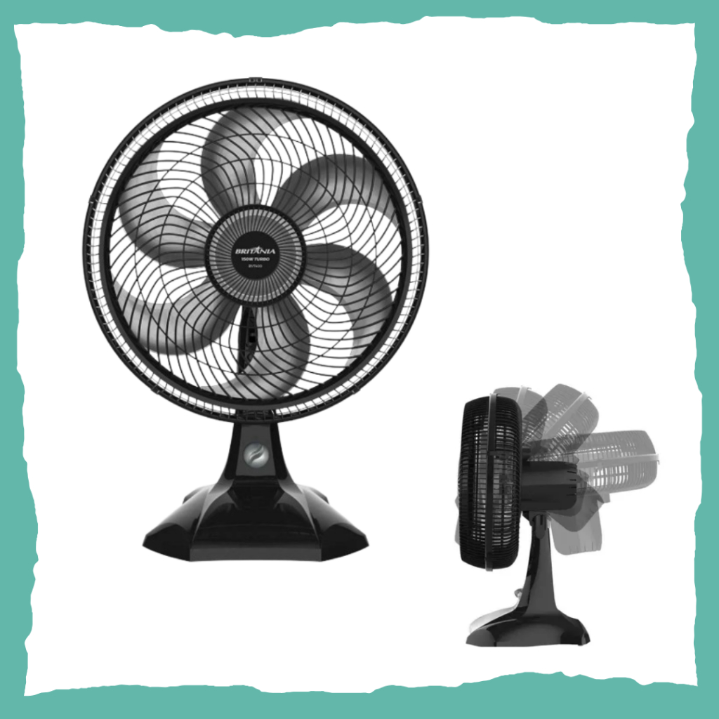 Ventilador 40cm Mesa Britânia 2 em 1 Maxx Force Turbo 150W BVT400 6 pás 220v Preto