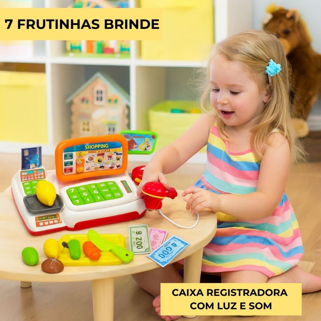 Caixa Registradora Infantil com Scanner Luz e Som Mercadinho Brinquedo Menino Menina Maquina Registradora