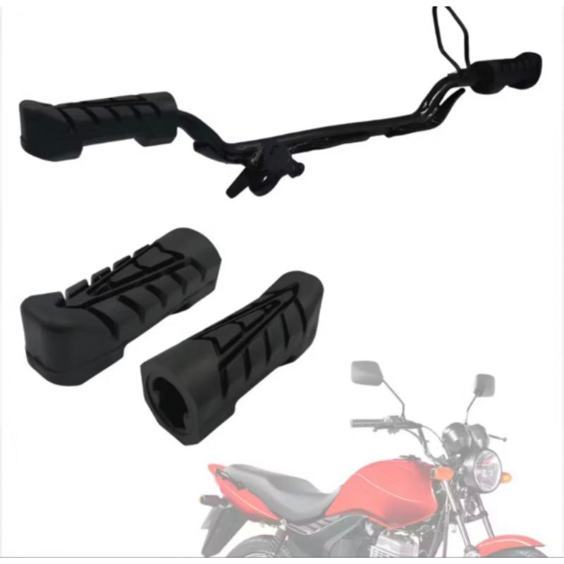 Pedal Apoio Dianteiro Estribo Honda Cg TitanFan 160 Start + Borracha Estribo santos peças