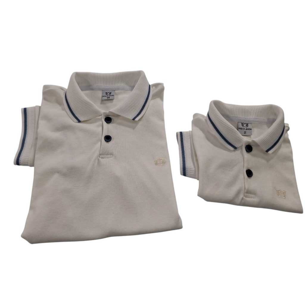 Kit tal pai tal filho camisa polo off suedine gola listra azul