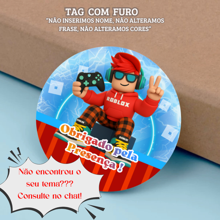 Tag Agradecimento Roblox |  I Tag Para Lembrancinhas I Tag com Furo Roblox