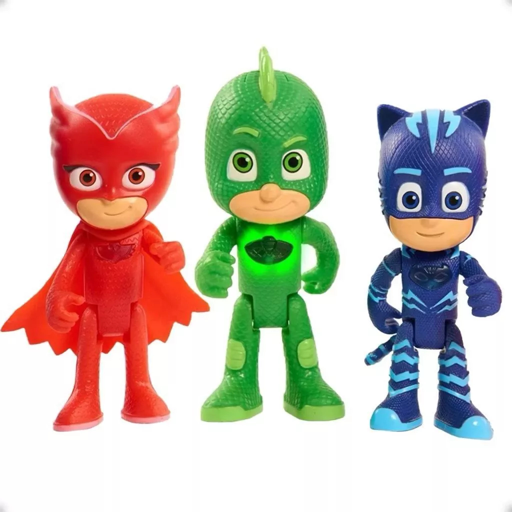 Bonecos Kit 3 PJ Masks Articulados 15cm com LED nos Olhos Brinquedo  – Envio Imediato
