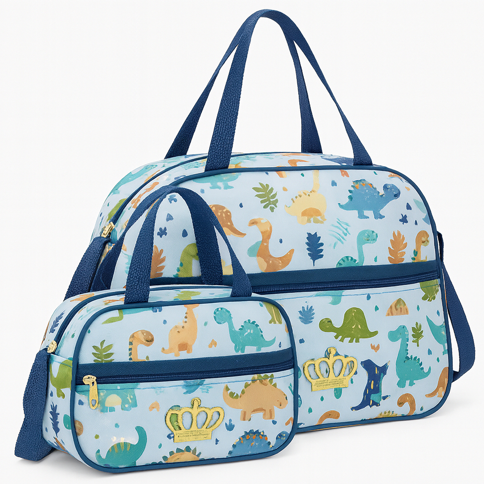 Kit 2 Bolsas Maternidade 2 Peças – Bolsa Grande + Frasqueira – Impermeável, Leve e Moderna