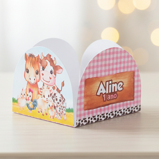 Forminhas de Doces Personalizadas Fazendinha Rosa Aquarela | Brigadeiro Decoração Festa Aniversário Lembrancinhas