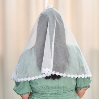 Véu Católico para Missa Renda Floral Branco Oval (Cleide Fil) em Oferta na Shopee