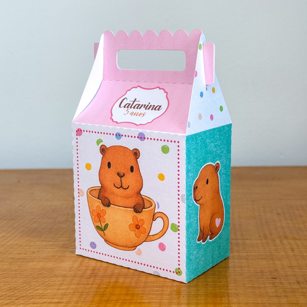 Caixinha Maleta Capivara - Lembrancinha Personalizada -PEGUE E MONTE - Kit Festa de Aniversário mimo