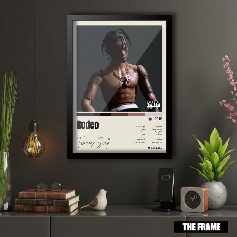 Quadro Decorativo A4/A3 Spotify Travis Scott Album Rodeo