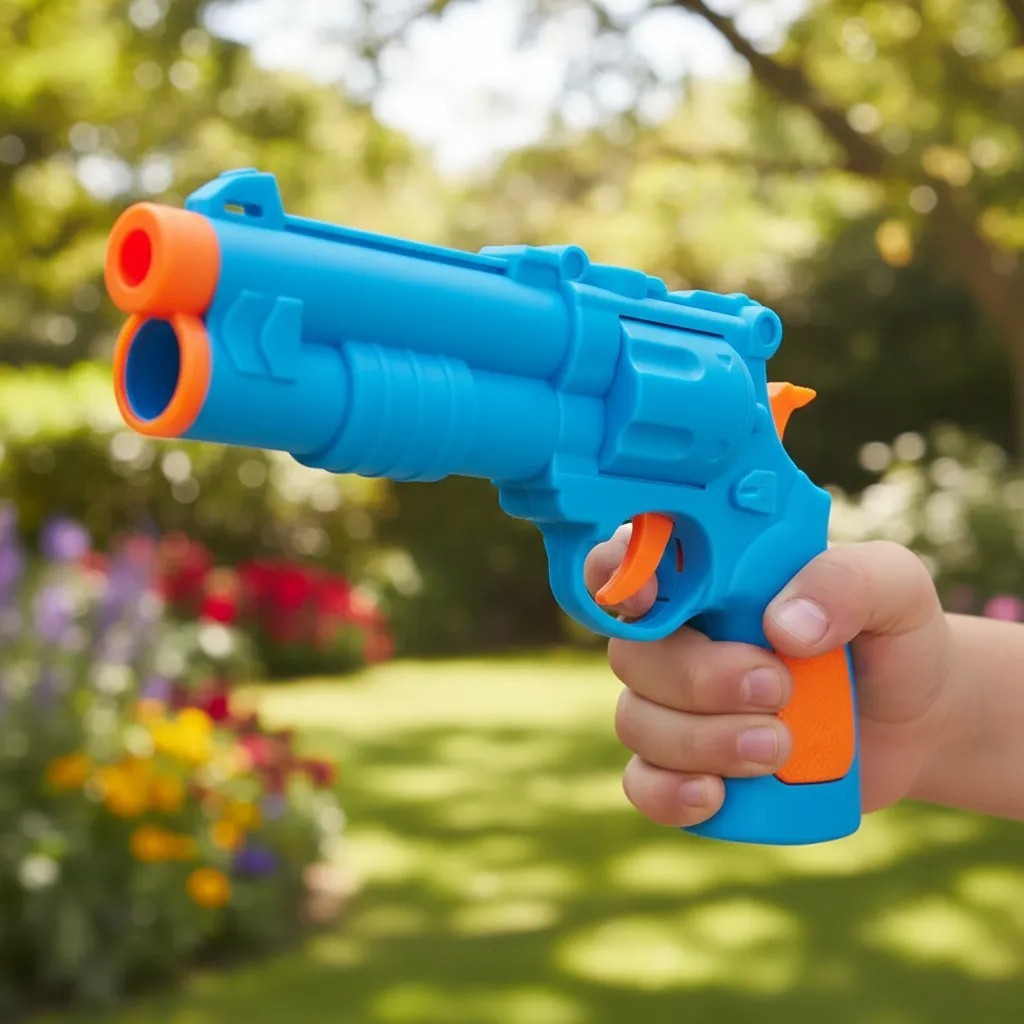 Pistola Lança Bolas Brinquedo Infantil E 6 Bolas De Plástico