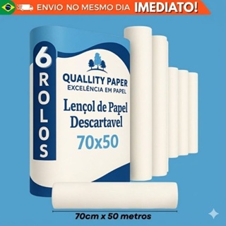 6 Rolos lençol de papel para maca descartavel 70x50 - Lençol hospitalar para maca l em Oferta na Shopee