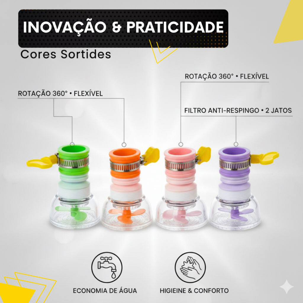 Kits 5, 4, 2 E 1 un - Bico Extensor De Torneira Color Rotação 360 Graus Retrátil Chuveirinho — imagem 2 de 2