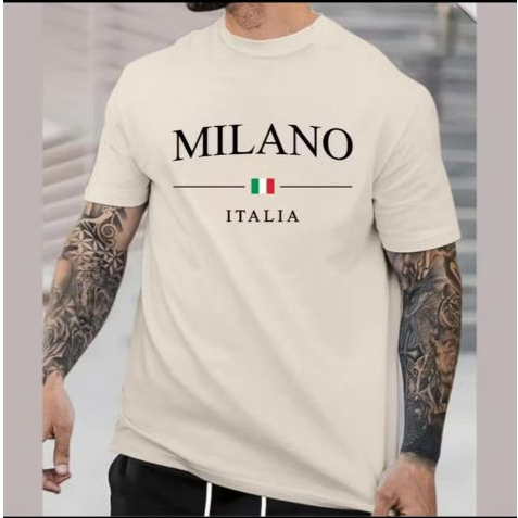 Camisa Masculina Milano Estampada Malha Premium Manga Curta Verão Camiseta Algodão