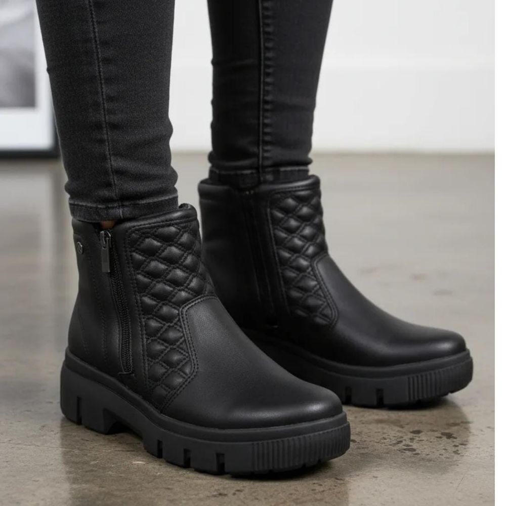 bota feminina kolosh coturno casual com ziper preta