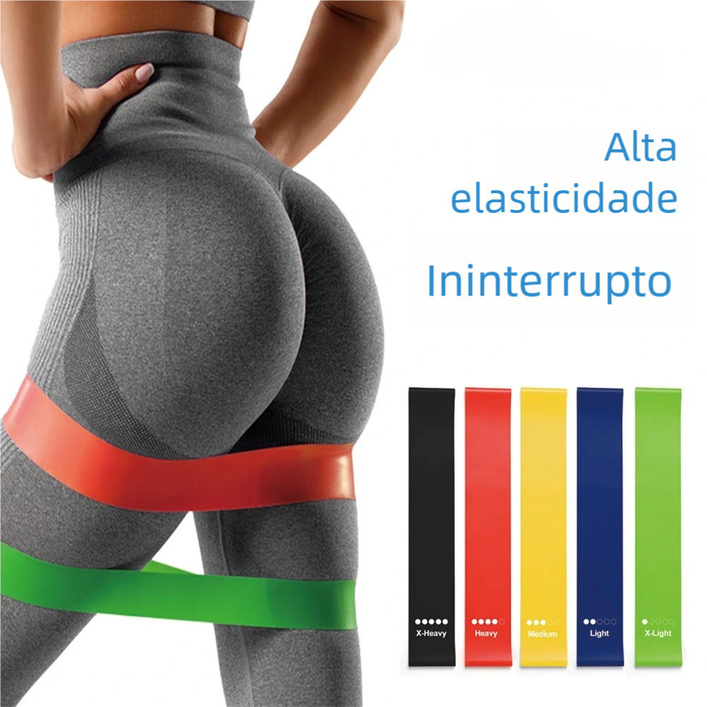Kit 5 Faixas Elásticas Para Exercícios Multifuncional Yoga Fisioterapia e Treino