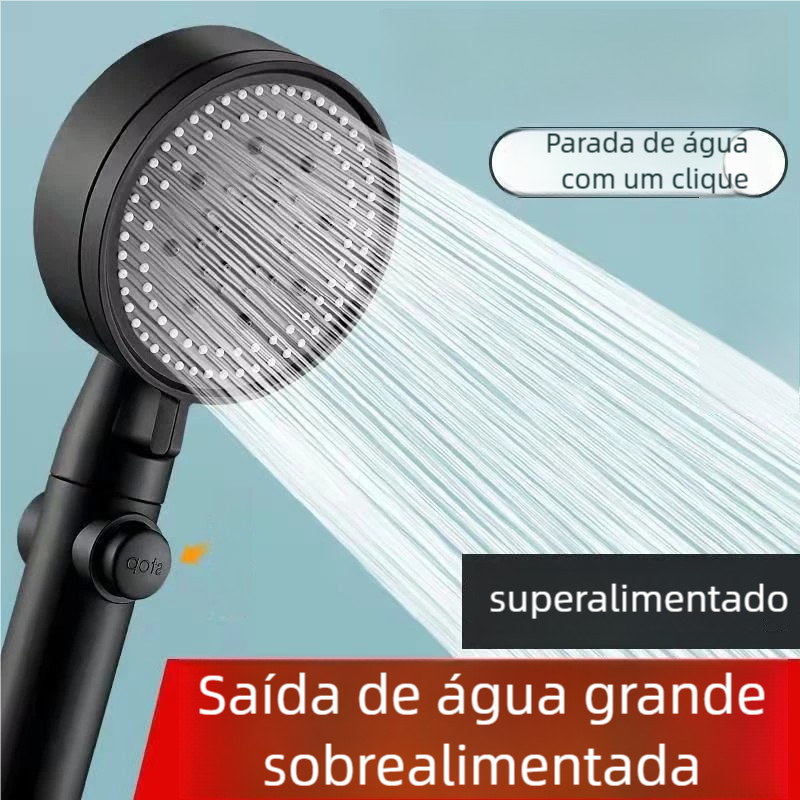 Chuveiro De Mão Conjunto De 3 Peças Ajustável Preto/Cromada Ajuste Da Cabeça Plástico ABS De Alta Pressão