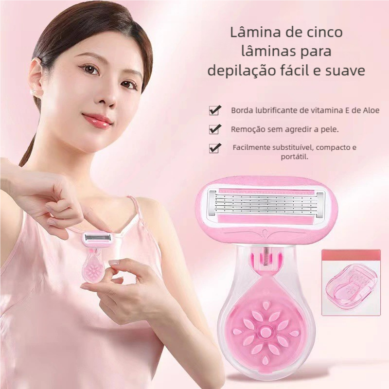 Faca de Raspar Wanmei Portátil Mini de 5 Camadas, Manual para Remoção de Pelos, Adequada para o Corpo Inteiro