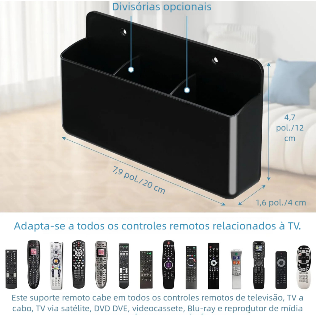 Porta Controles Triplo de Parede - Suporte Universal para TV, Ar Condicionado e Ventilador em Oferta na Shopee