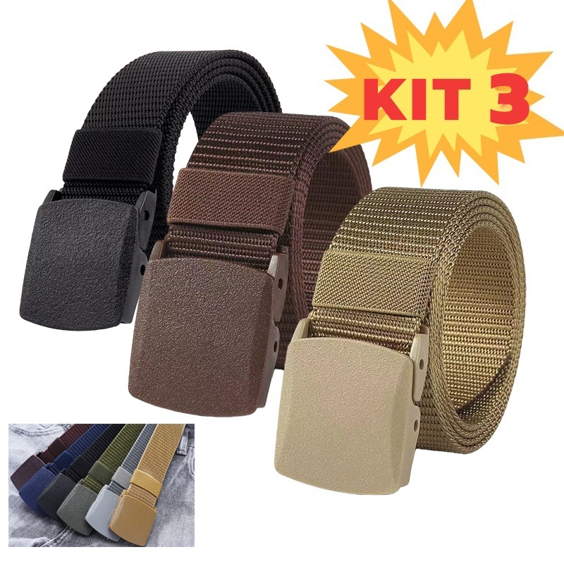 Moda Cinto Masculino Ajustável | Cinto Largo Nylon Fivela de Plástico | Acessórios Femininos Versáteis | Entrega Rápida em Oferta na Shopee