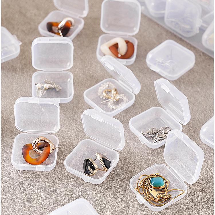 Conjunto de 50 Caixas Quadradas de Plástico - Transparentes para Organizar Acessórios Pequenos em Oferta na Shopee