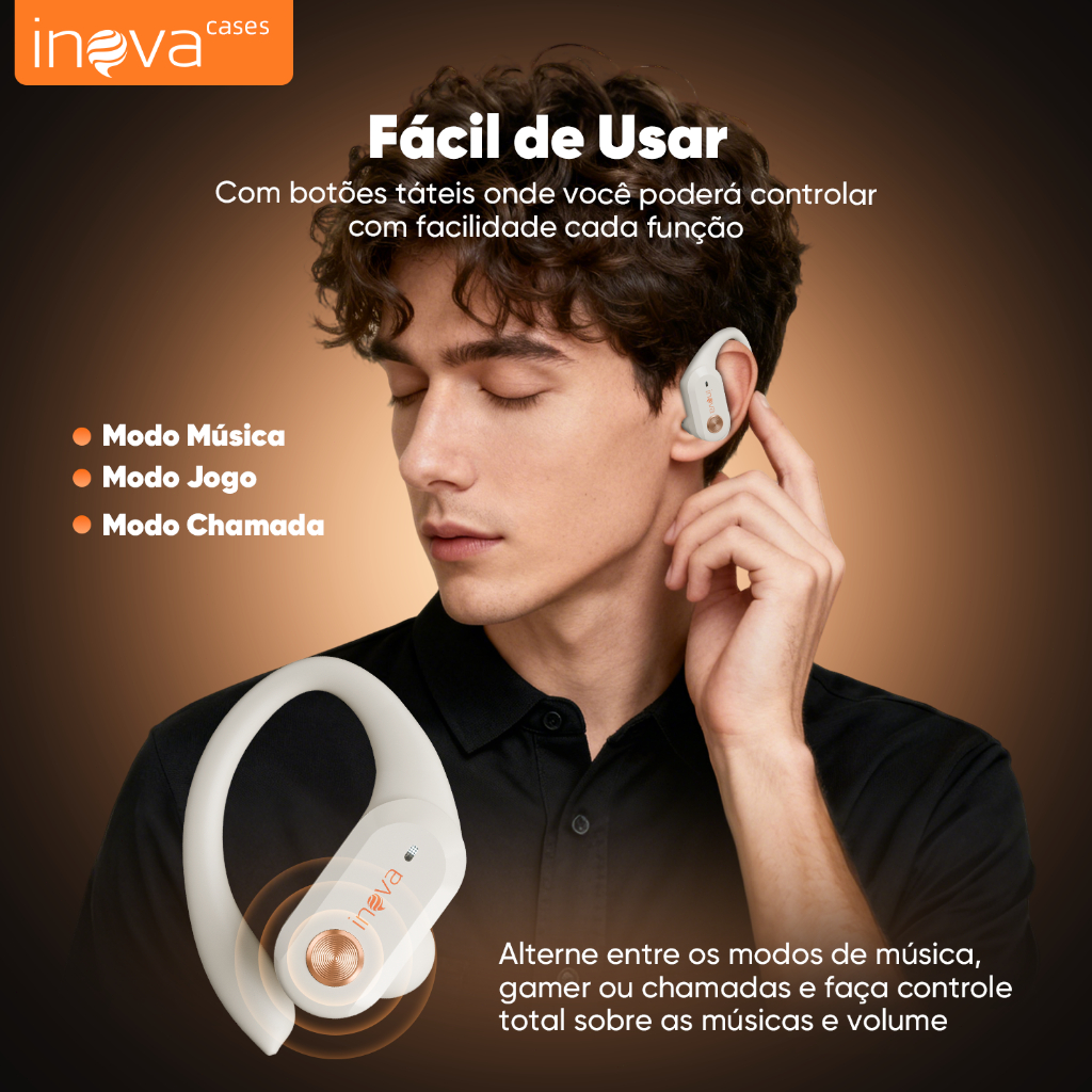 Inova Fones De Ouvido Sem Fio Bluetooth Indicador de bateria Fone Com Microfones Alta Fidelidade Som Estéreo Toque — imagem 2 de 2