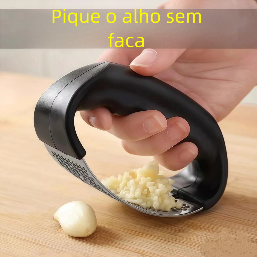 Espremedor de Alho em Amassador - Material Aço Inox e ABS, Efetivo e Fácil de Limpar