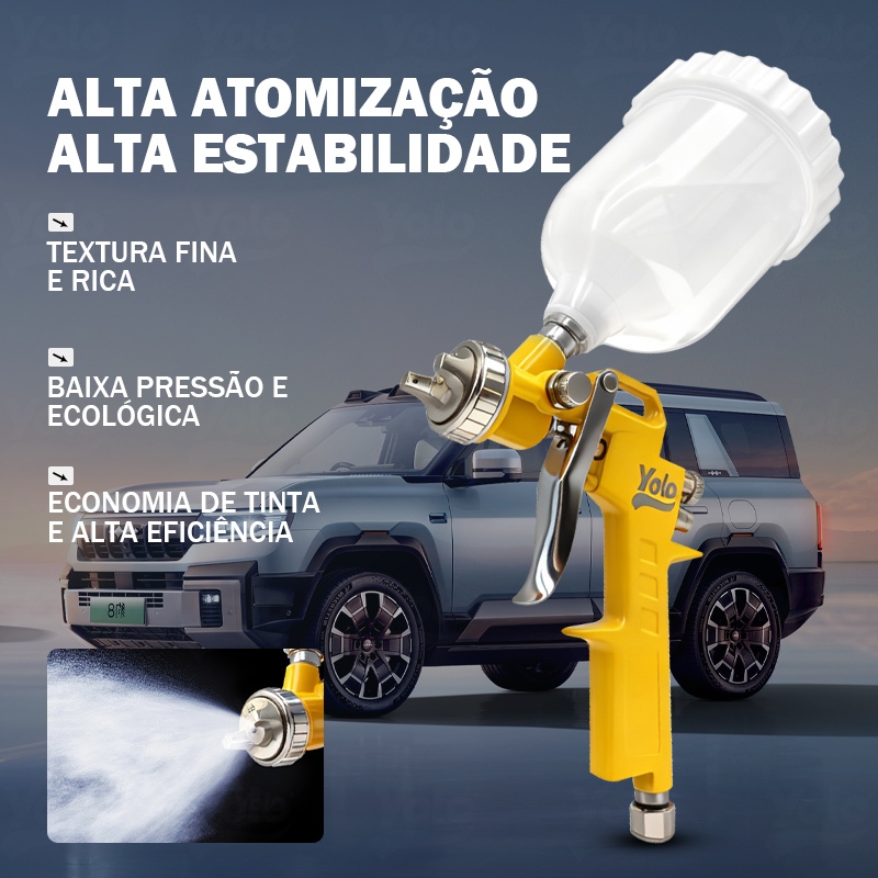 Maquina de Pintura Pistola HVLP Profissional Automotiva Gravidade mais 1.4mm Bicos Bojão 600ml em Oferta na Shopee