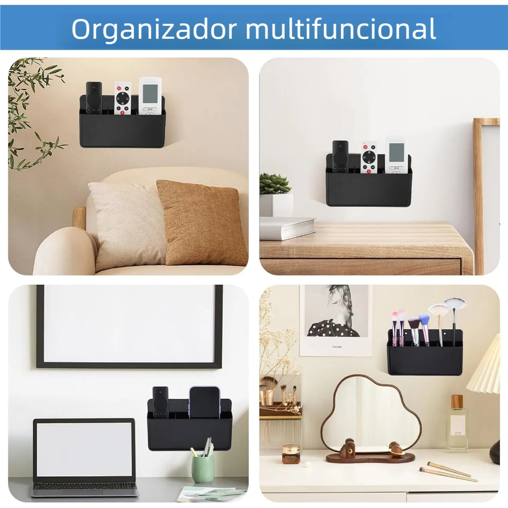 Suporte Universal Triplo para Controles - Porta Controles de Parede para TV, Ar e Ventilador