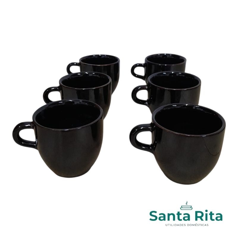 Kit 6 Canequinhas de porcelana 50 ml xícaras de café mordernas em Oferta na Shopee