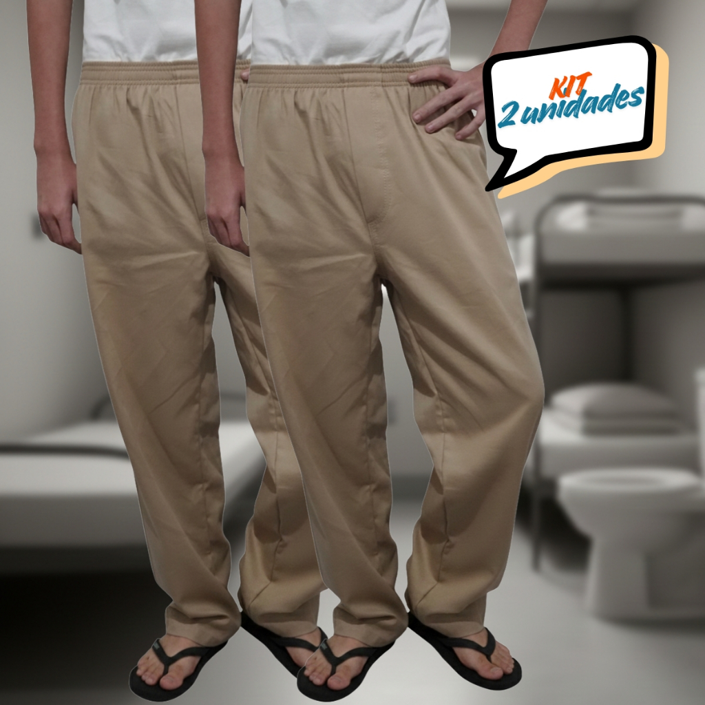 KIT 2 Calças CDP Sarja Sem Bolsos Uniforme de Preso Detento Presidio Penitenciaria Jumbo em Oferta na Shopee