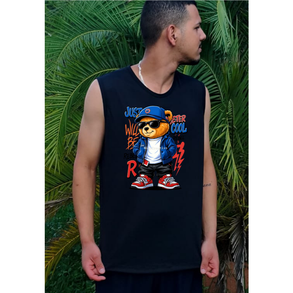 CAMISETA REGATAS CAVADA SEM MANGA CONFORTÁVEL MASCULINA DIA A DIA VERÃO PASSEIO LAZER P A GG PRETA..