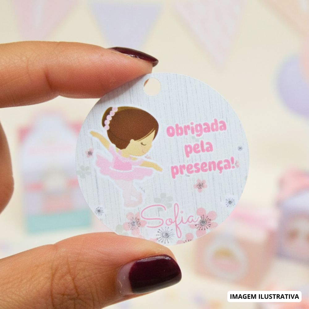 Tags Agradecimento Bailarina  - Tag Lembrancinha Aniversário Personalizadas