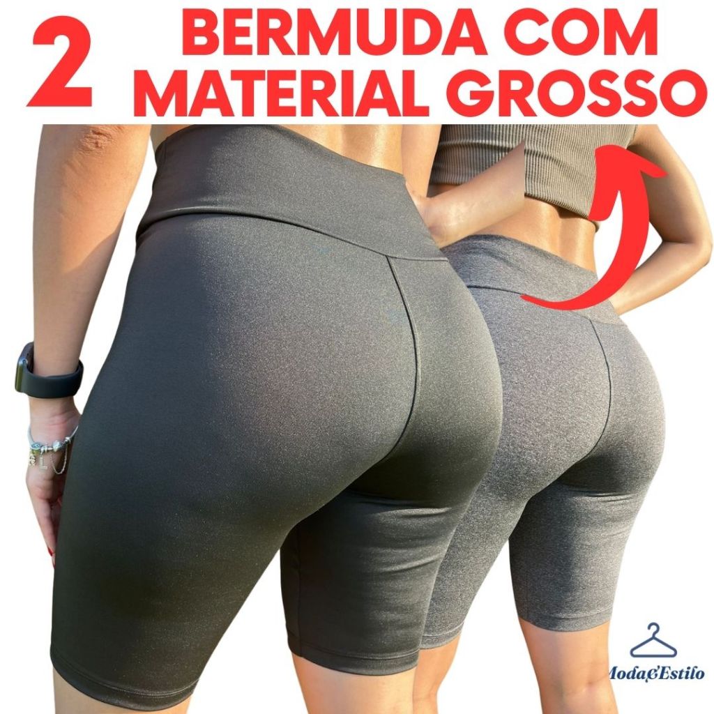 2 Bermuda Feminina Ate o joelho Short Fitness Ciclista Academia Suplex Caminhada Plus Size em Oferta na Shopee