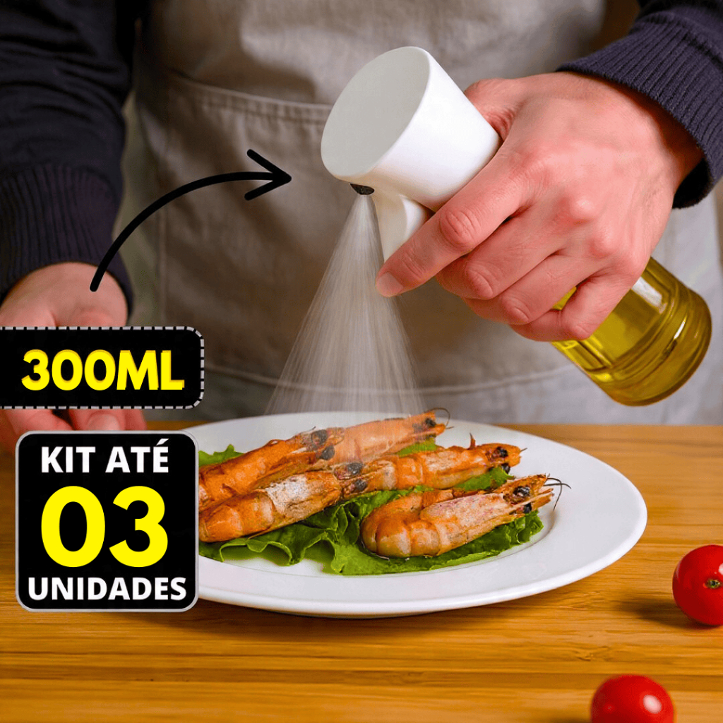 Kit Até 03 Borrifador 300ml de Azeite Vinagre Spray Pulverizador Porta Oleo Cozinha Pote Frasco Galheteiro